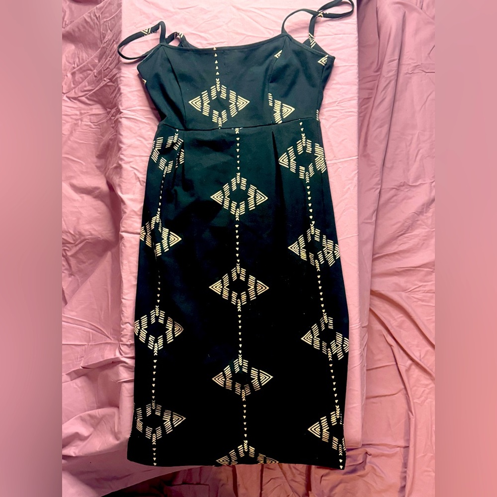Black strappy African print dress
